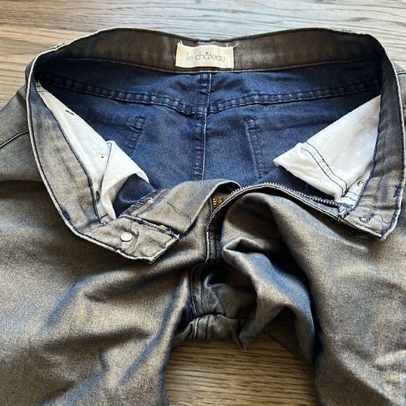 Le Château | Vintage 90’s Gold/Blue Shiny Flare Pants - Picture 9 of 10